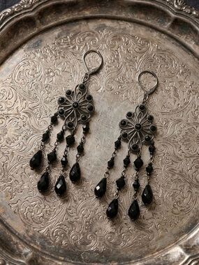 Black Chandelier Earrings